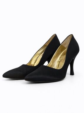 Bruno Magli Black Leather Pointed Toe Pumps Made Italy – Size 6.5 AA EUC